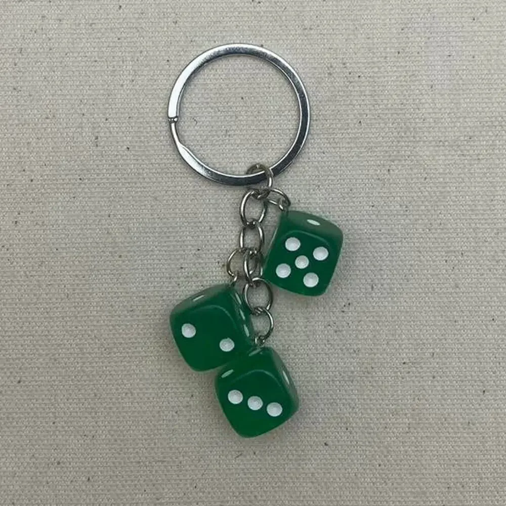 Y2k 2000s vintage style green dice key chain